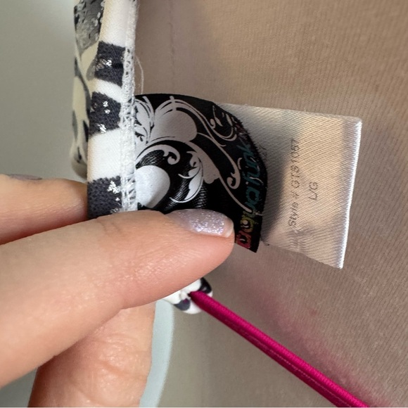 Y2K Zebra Print Halter Bikini Top L animal 90s glam - Picture 6 of 6